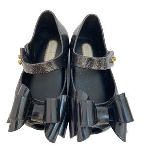 Mini Melissa Black Glitter Bow size US 5